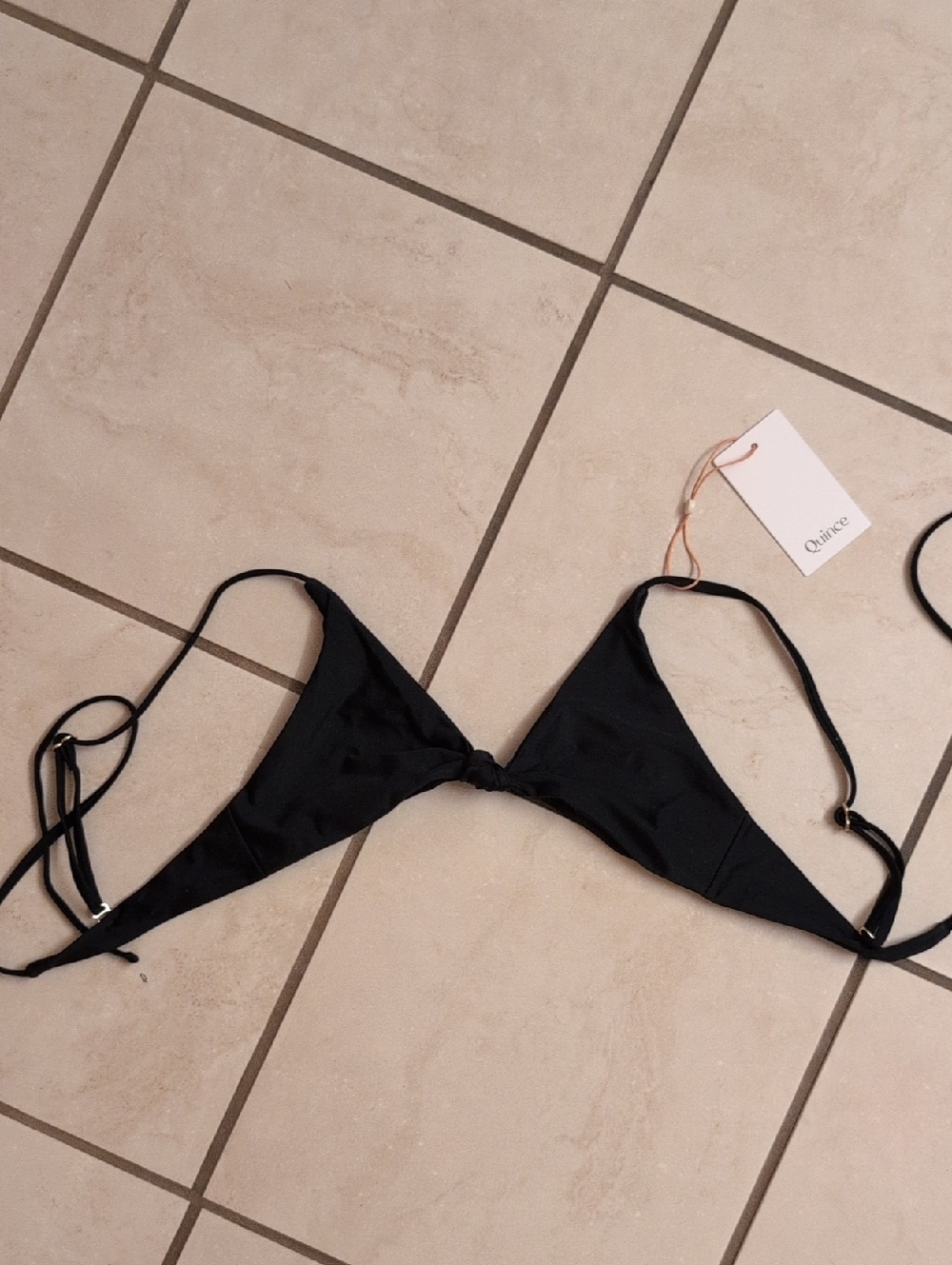 NWT Quince Bikini Top Black Italian Knot Front Size M - Picture 2 of 5